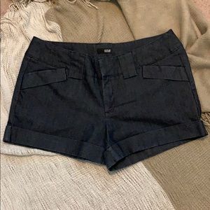 Cuffed pinstripe jean shorts